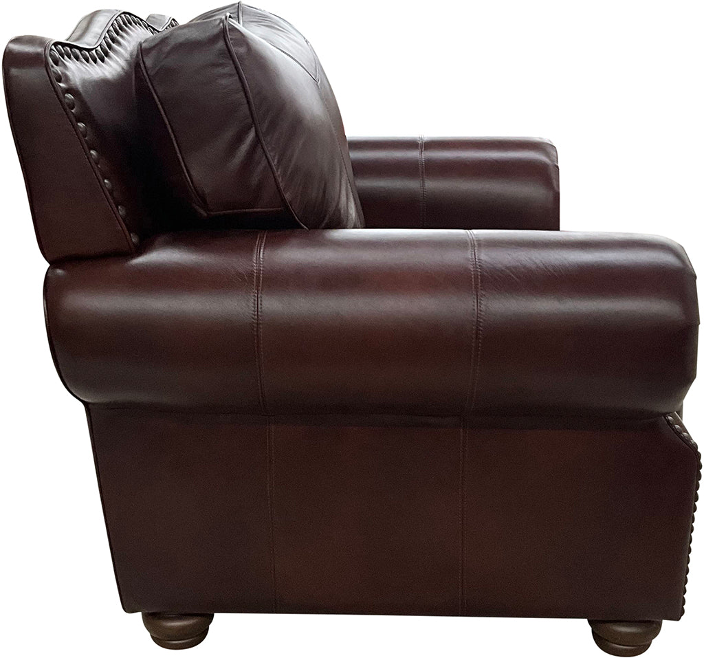 Razorback Western Red Leather Chair And A Half Side