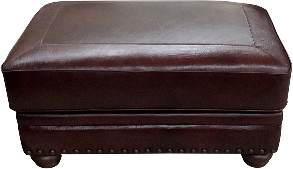 Razorback Western Red Leather Storage Ottoman 