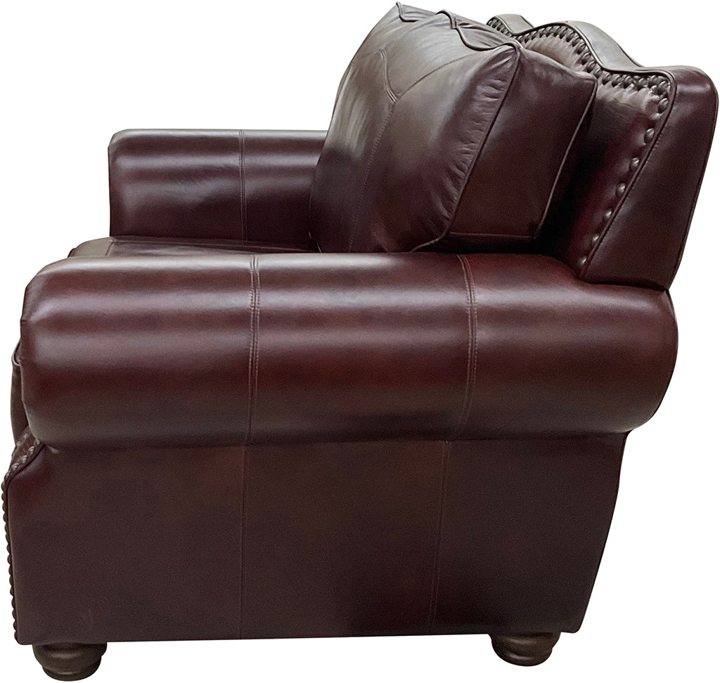 Razorback Western Red Leather Chair And A Half Side