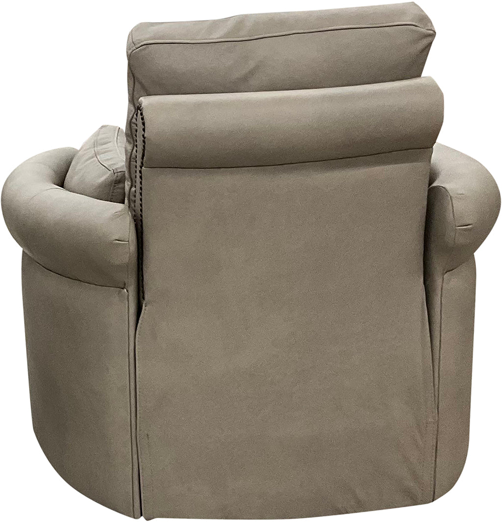 Kashmir Rounded & Rolled Arm Modern Farmhouse Western Cashmere Leather Swivel Recliner