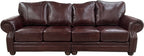 Razorback Western Red Leather Four Cushion Straight Sectional Sofa