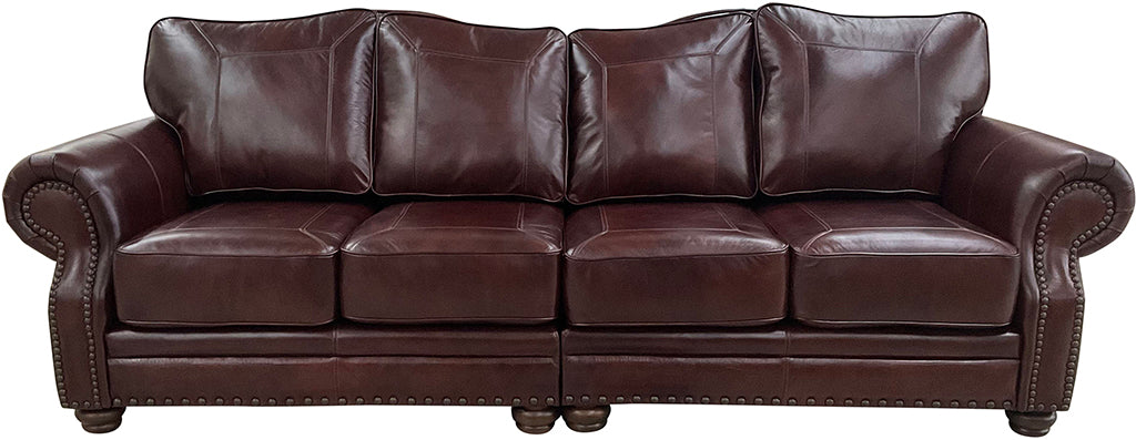 Razorback Western Red Leather Four Cushion Straight Sectional Sofa