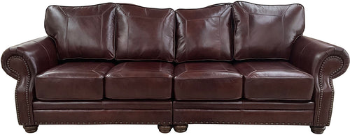 Razorback Western Red Leather Four Cushion Straight Sectional Sofa