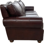 Razorback Western Red Leather Four Cushion Straight Sectional Sofa Side