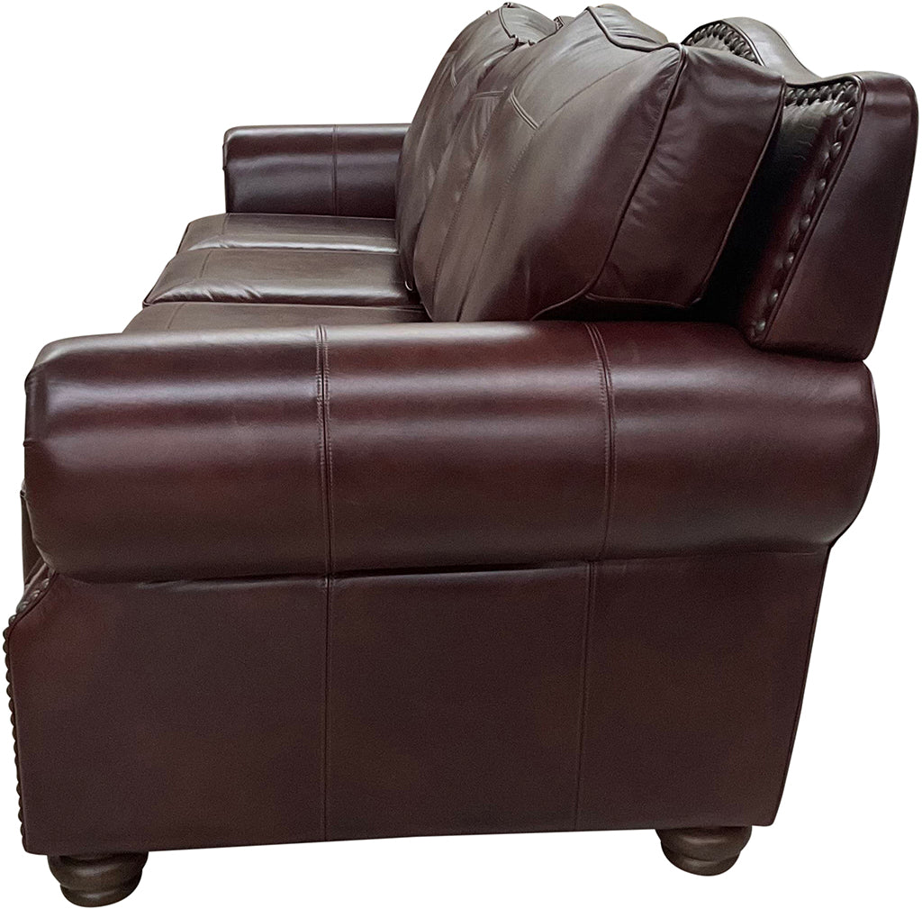 Razorback Western Red Leather Four Cushion Straight Sectional Sofa Side