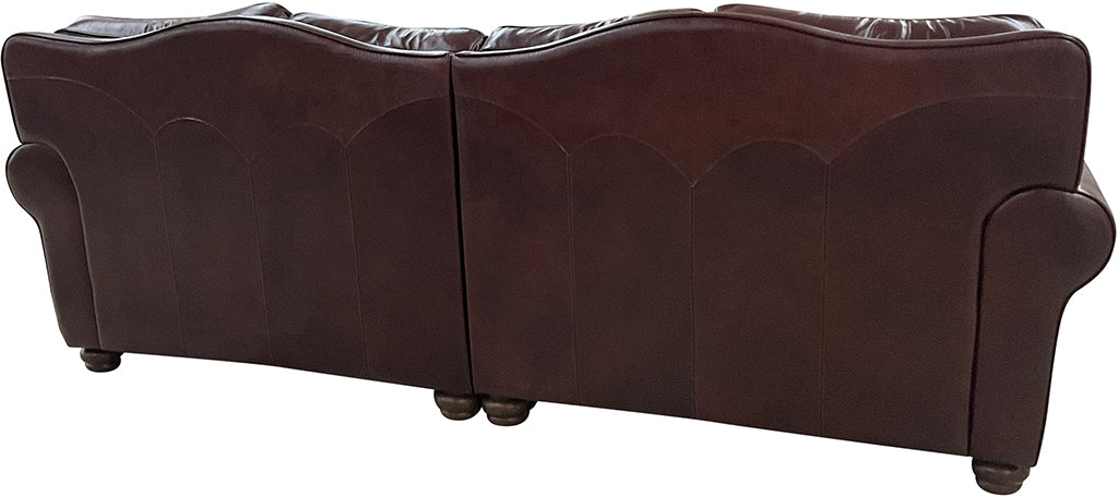 Razorback Western Red Leather Four Cushion Straight Sectional Sofa Back