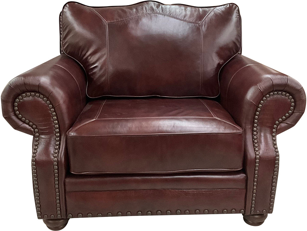 Razorback Western Red Leather Chair And A Half