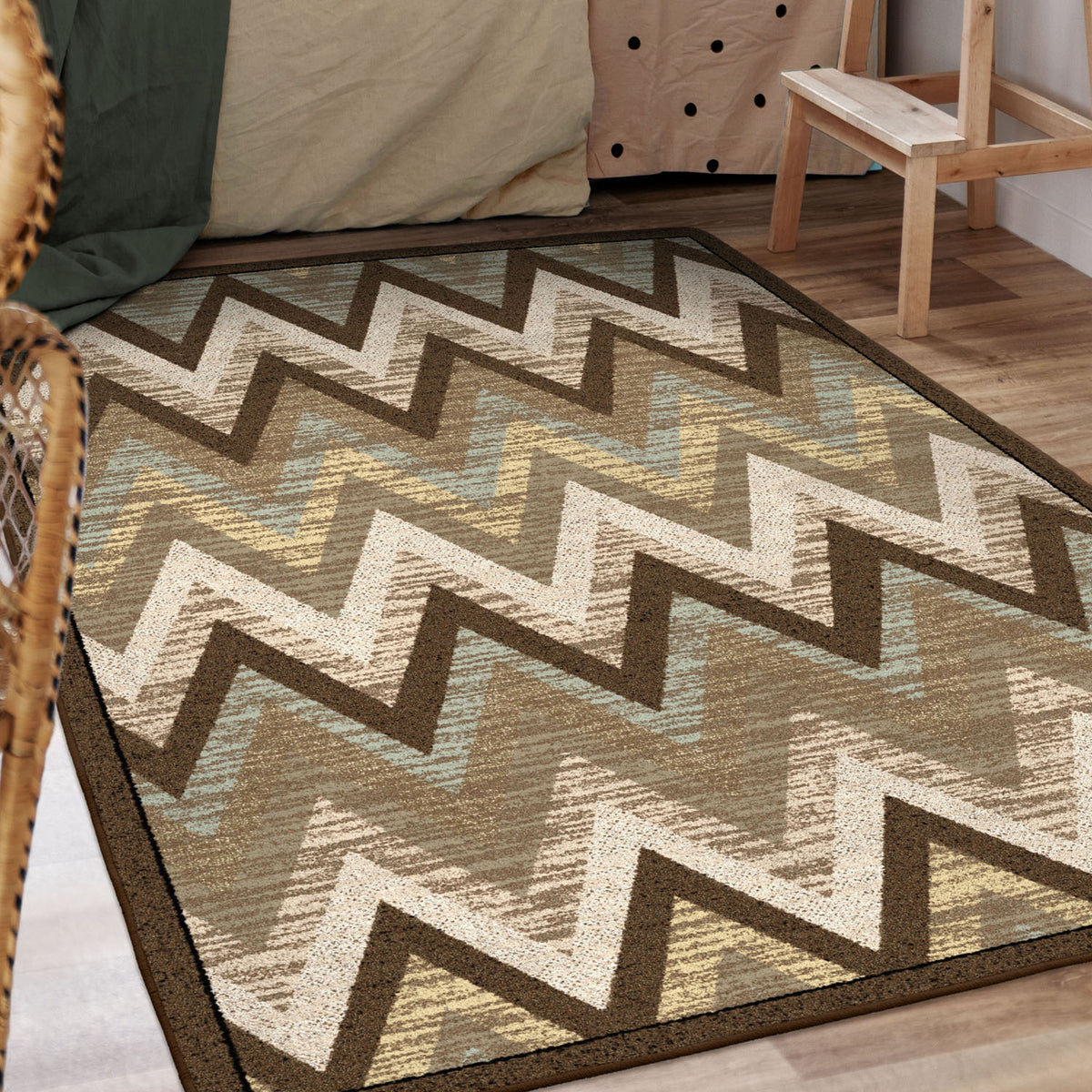 Image of an area rug, Rain Flame - Cool Earth