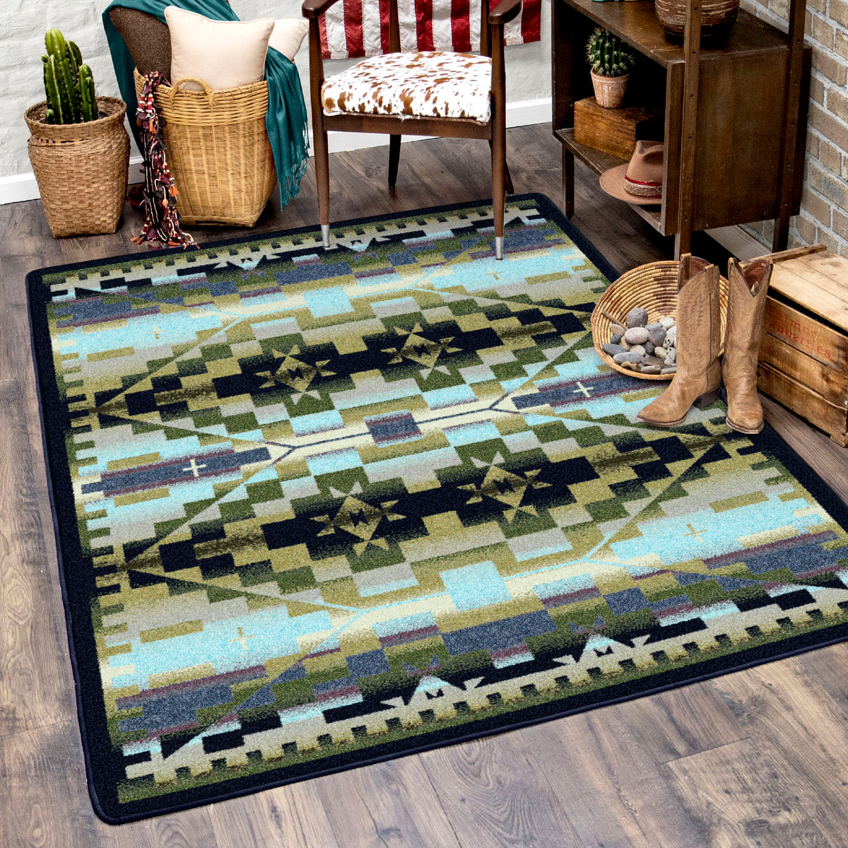 Image of an area rug, Rainbow Blanket - Blue Shades