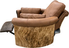 Santa Ynez Rolled & Rounded Arm Modern Farmhouse Western Saddle Color Leather & Cowhide Swivel Recliner Side With Recliner Extended
