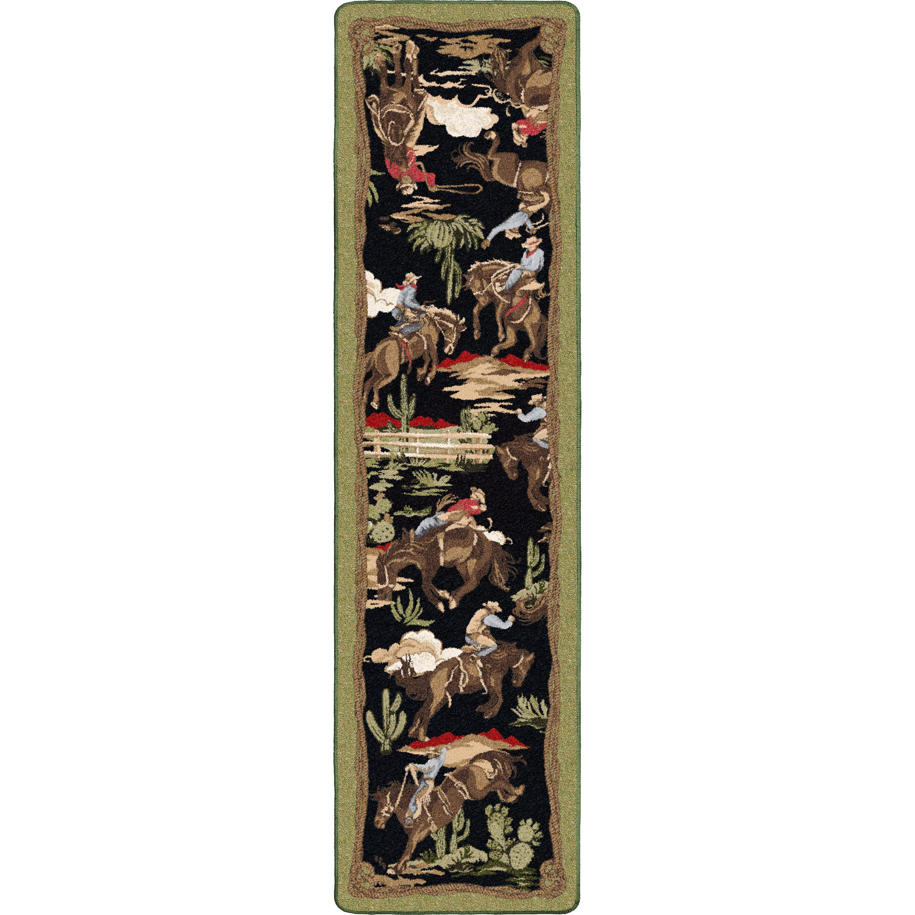 Image of an area rug, Retro Cowboy - Green and Black