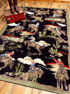 Image of an area rug, Retro Cowboy - Green and Black