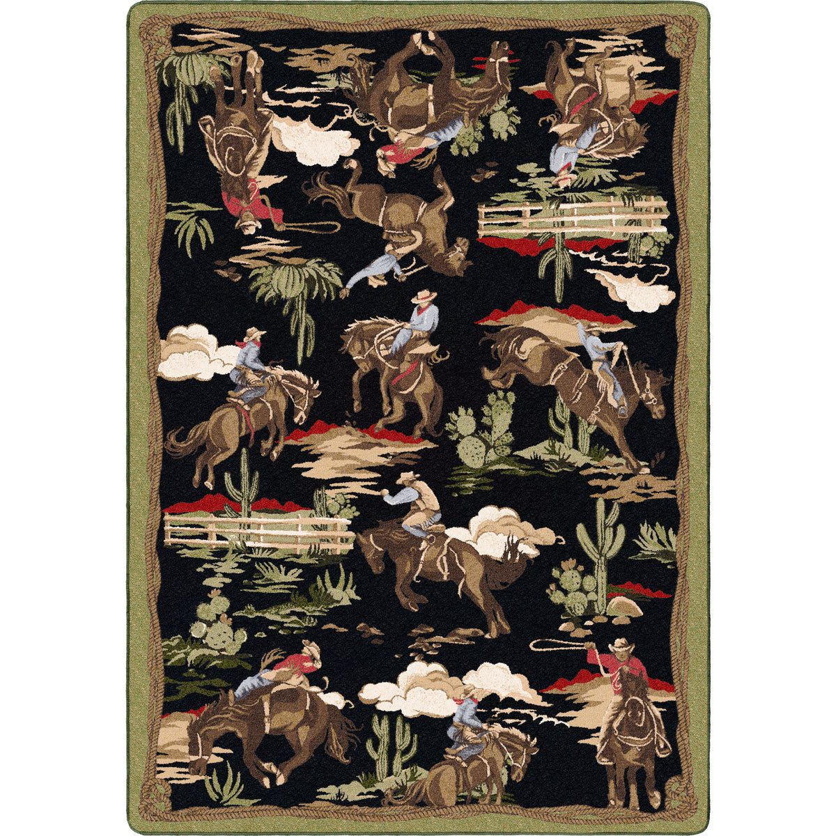 Image of an area rug, Retro Cowboy - Green and Black