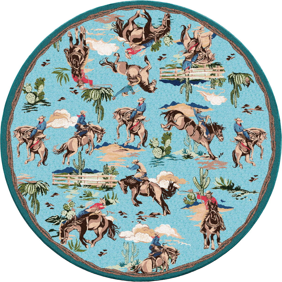 Image of an area rug, Retro Cowboy - Blue