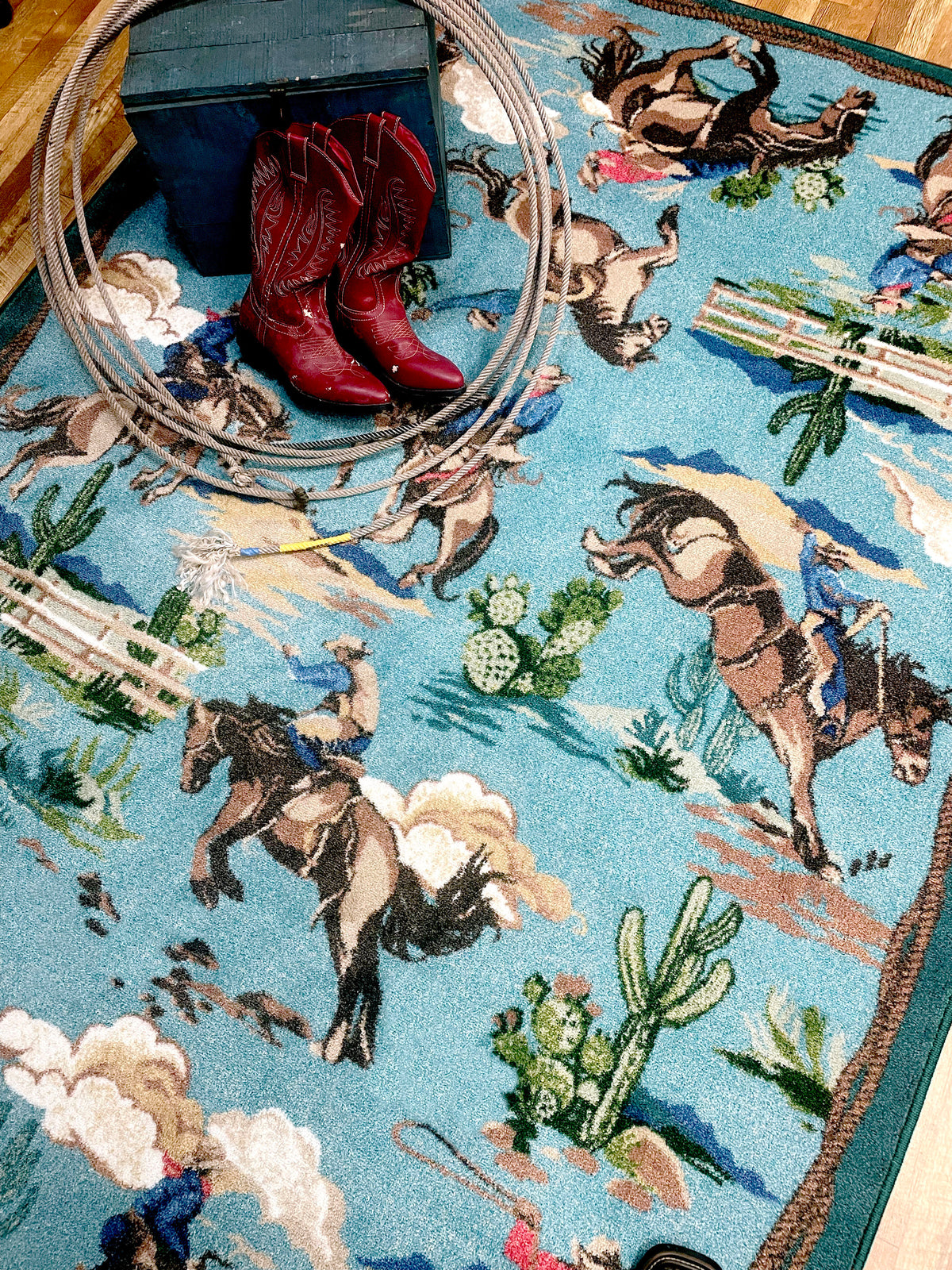 Image of an area rug, Retro Cowboy - Blue