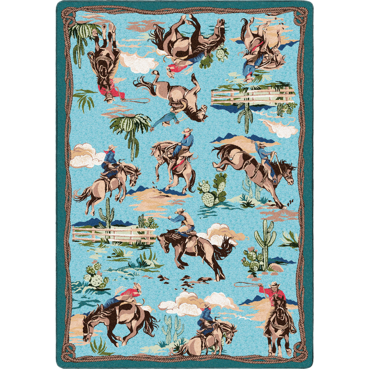 Image of an area rug, Retro Cowboy - Blue