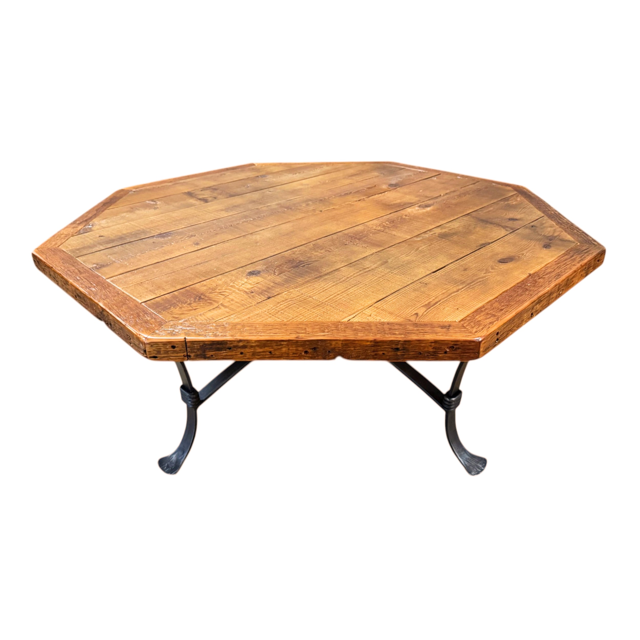 Round Rock Octagon Coffee Table - Metal Base