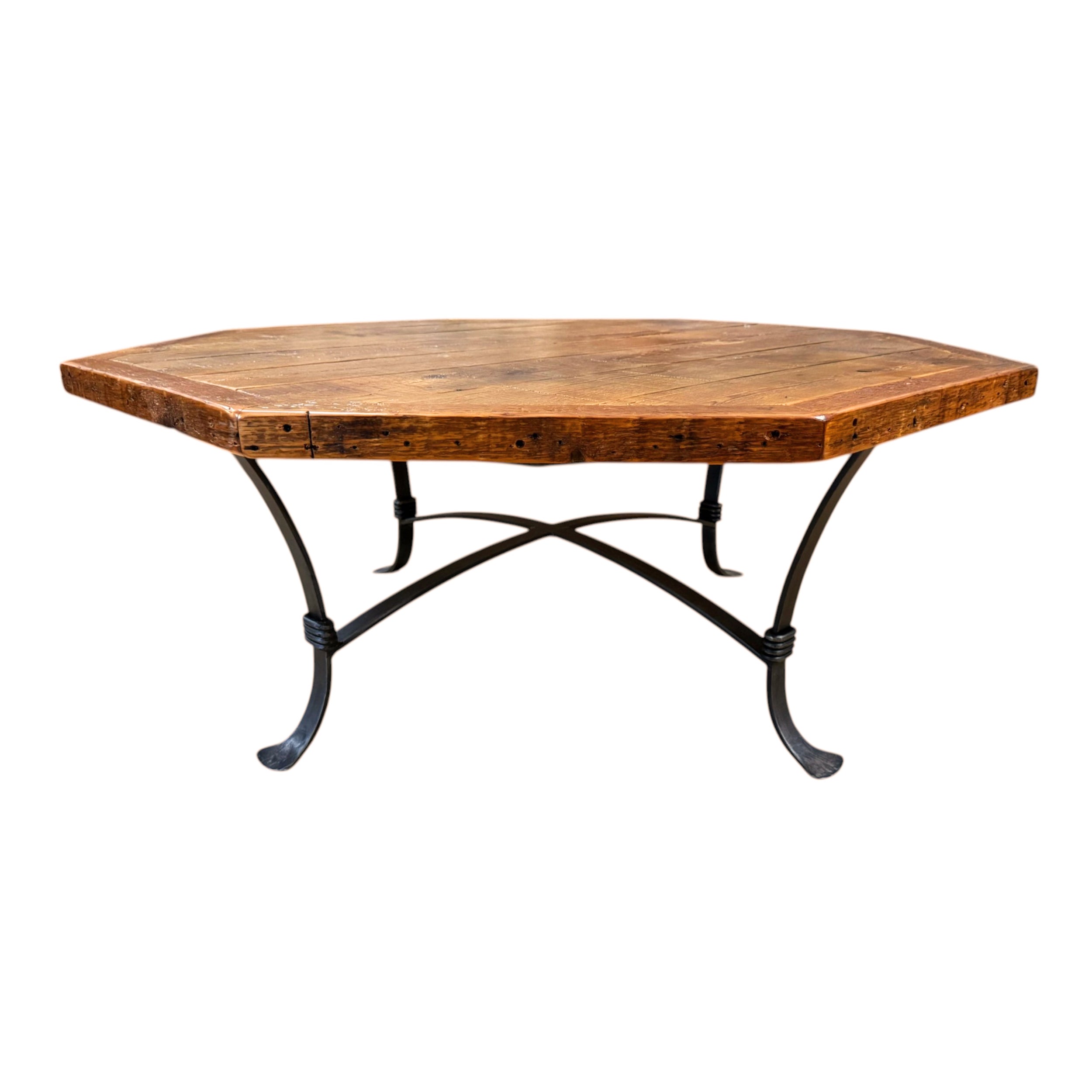 Round Rock Octagon Coffee Table - Metal Base