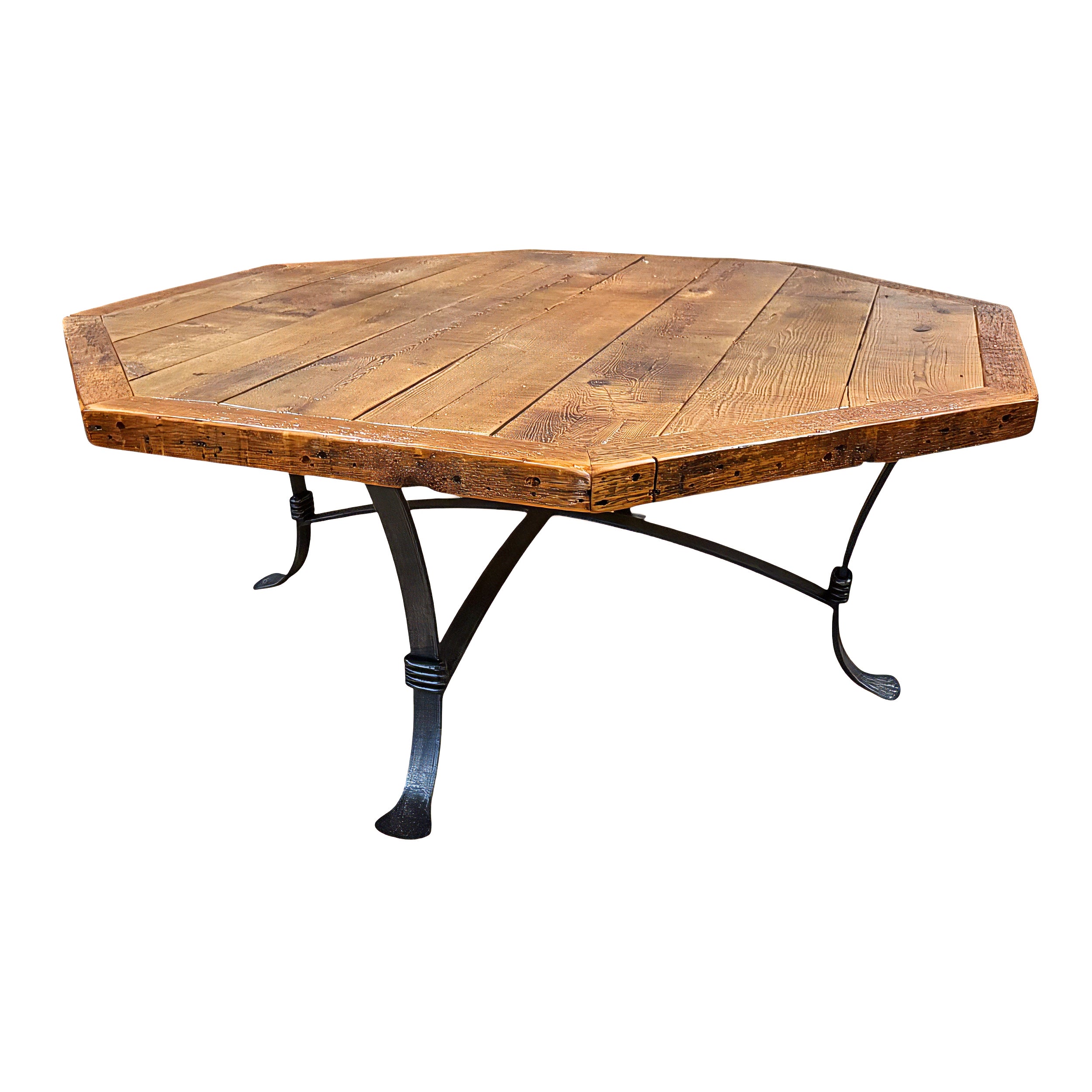 Round Rock Octagon Coffee Table - Metal Base