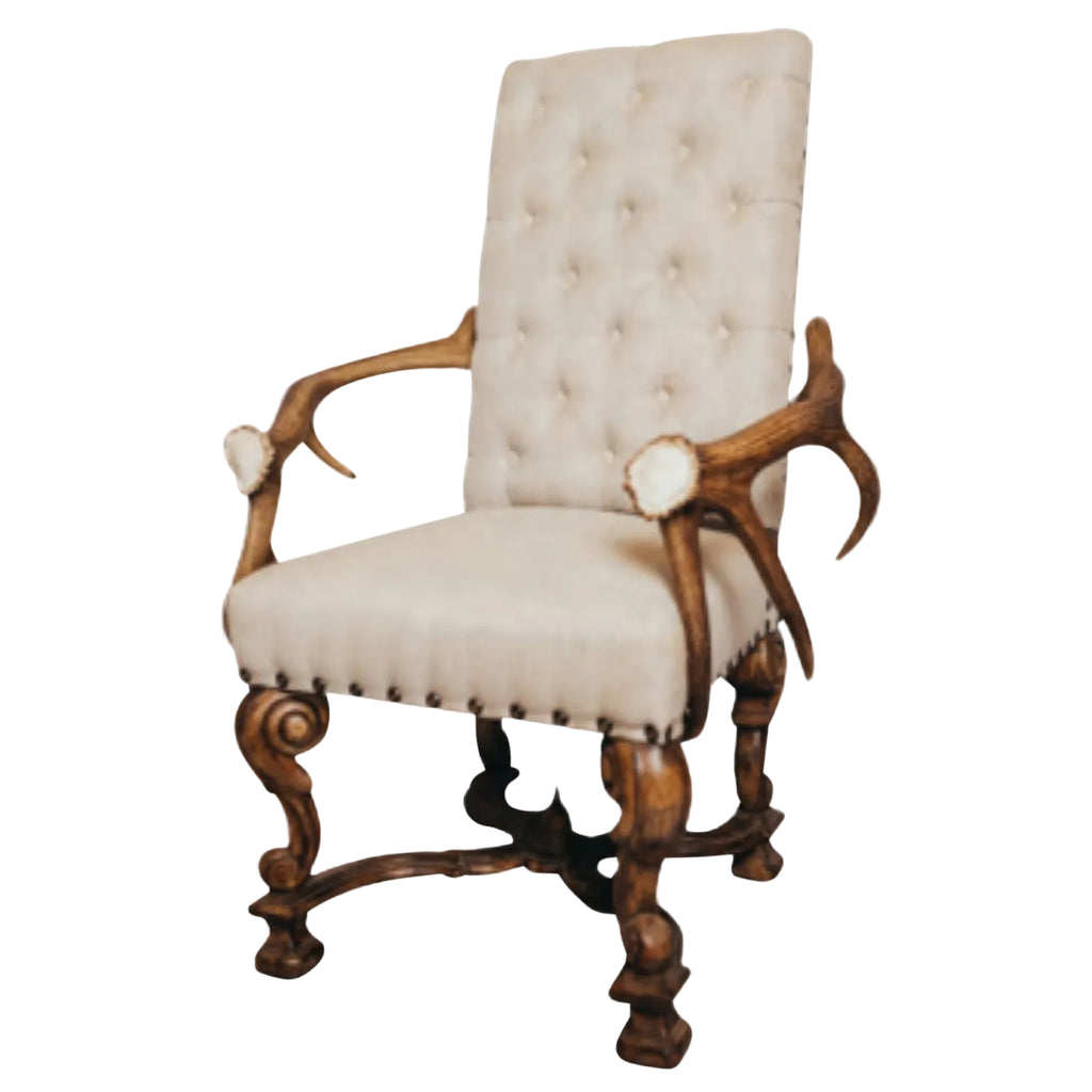 Elk Horn Arm Linen Tufted Chair Chair
