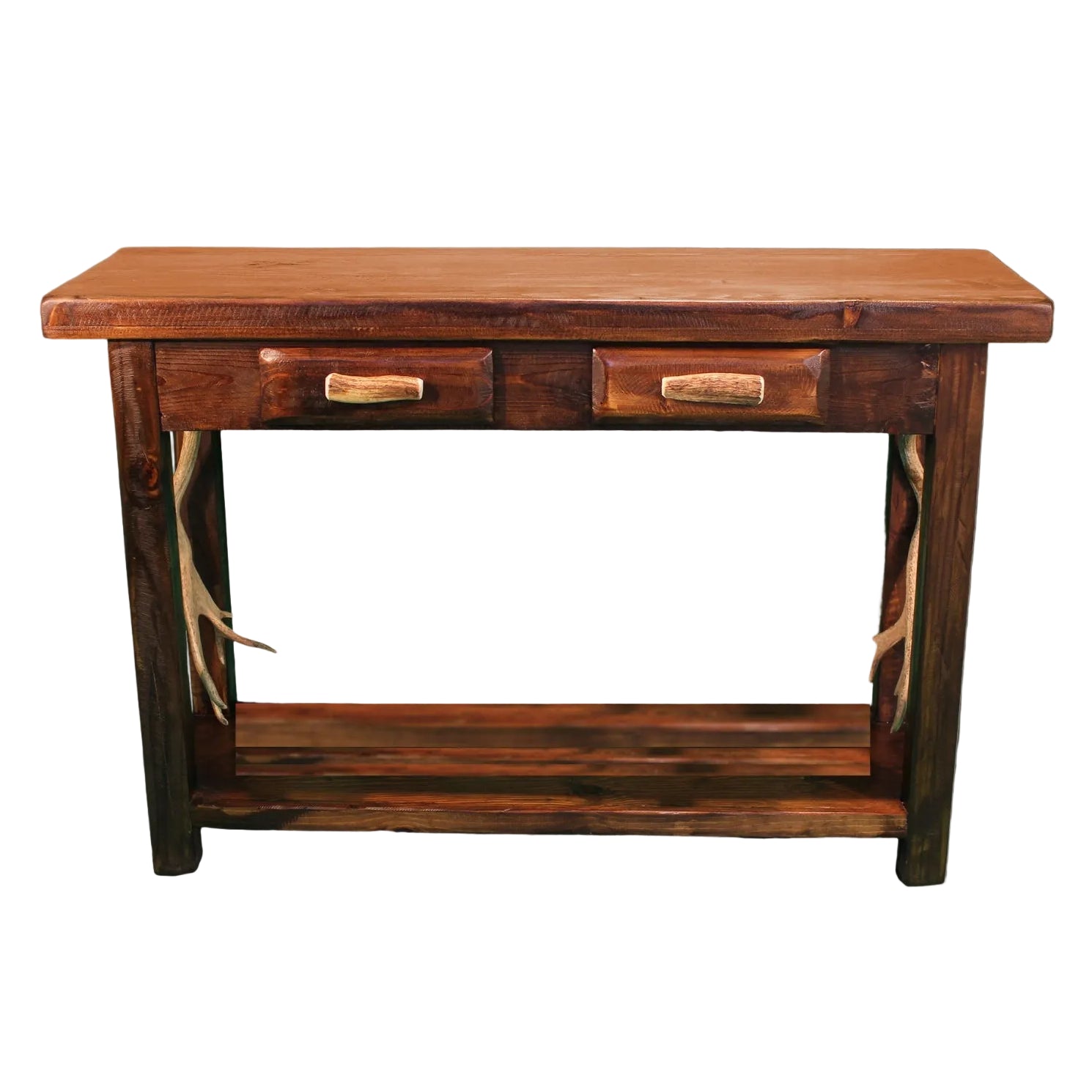 Pine Sofa Table with Antler Handles  Sofa Table