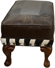 Load image into Gallery viewer, Zebra Exotic Safari Western Leather Small Rectangle Ottoman  - 27&quot; x  17&quot;