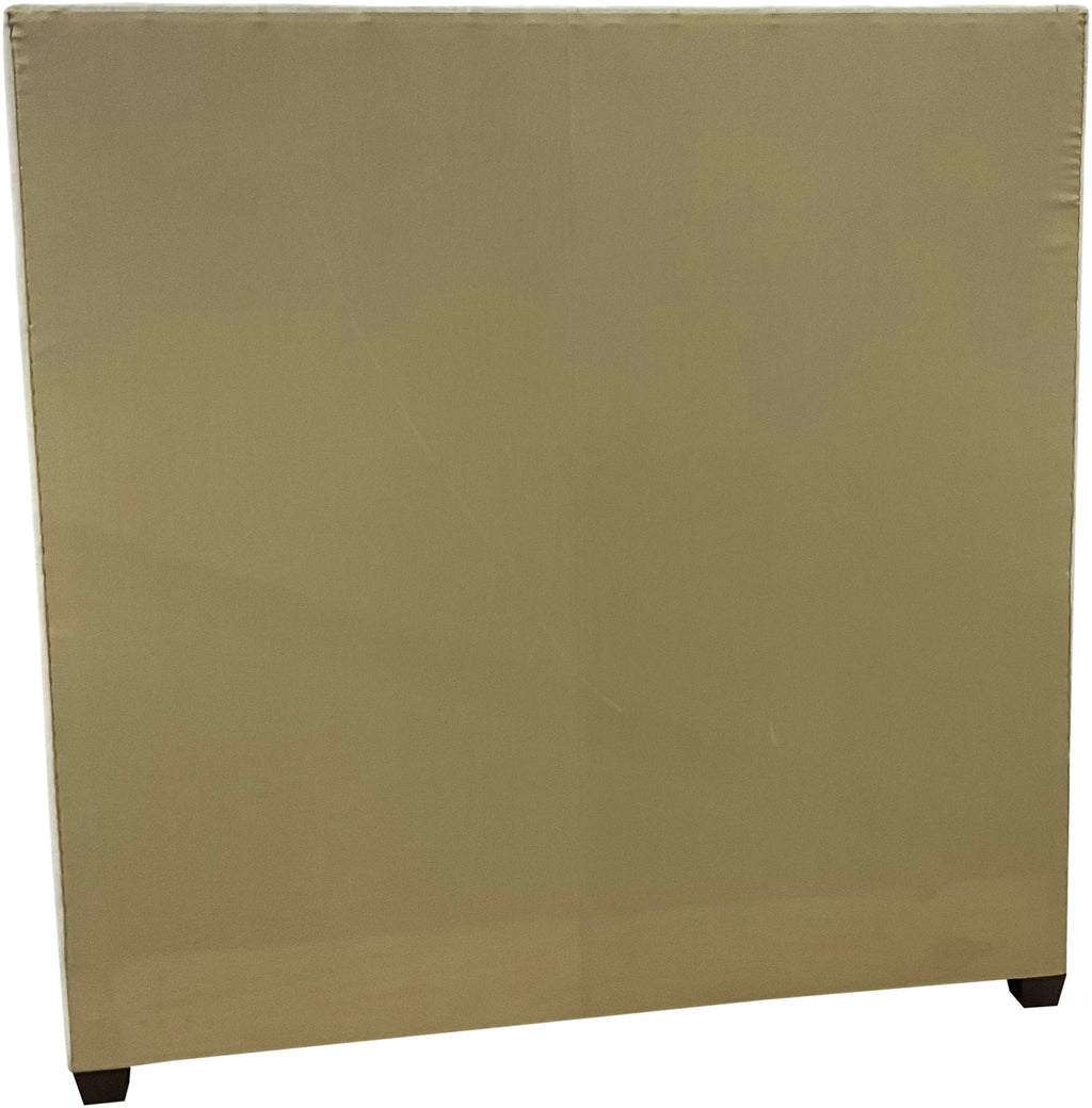 Madison Tufted Bed with wingback headboard in cream Satin Suede leather. Modern silhouette, traditional tufting—custom sizes available.