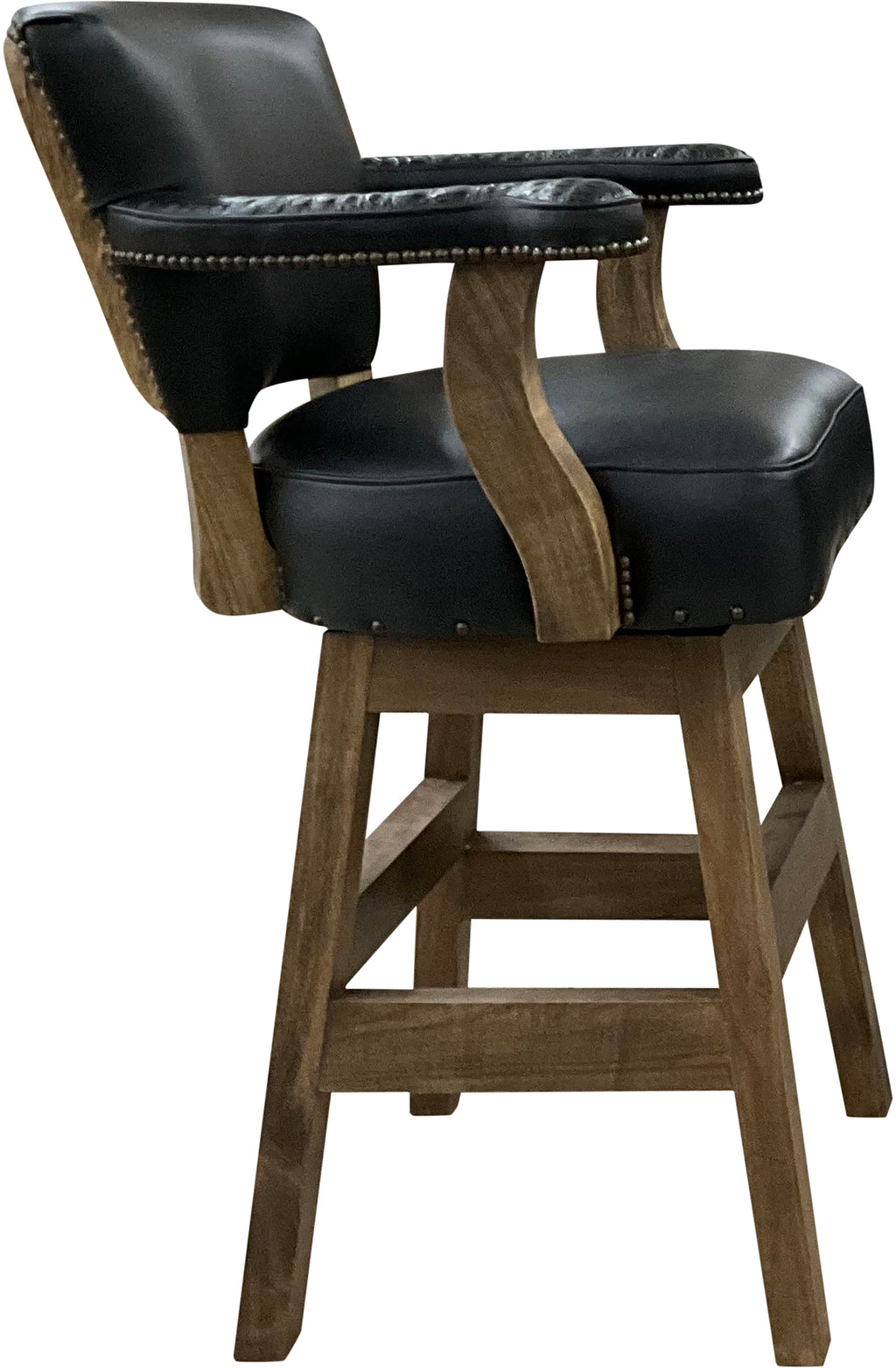 Kudu Exotic Western Black Leather, Crocodile Accent Leather, Authentic Kudu Hide Modern Farmhouse Barstool