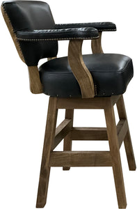 Kudu Exotic Western Black Leather, Crocodile Accent Leather, Authentic Kudu Hide Modern Farmhouse Barstool