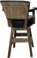 Load image into Gallery viewer, Kudu Exotic Western Black Leather, Crocodile Accent Leather, Authentic Kudu Hide Modern Farmhouse Barstool