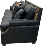 Serengetti Exotic Western Black Leather, Crocodile Accent Leather & Authentic Giraffe Hide Modern Farmhouse Rolled Arm Sofa