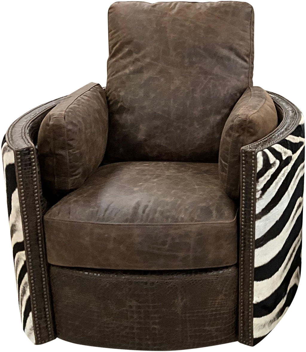 Cape Town Safari Exotic Western Zebra Leather Recliner