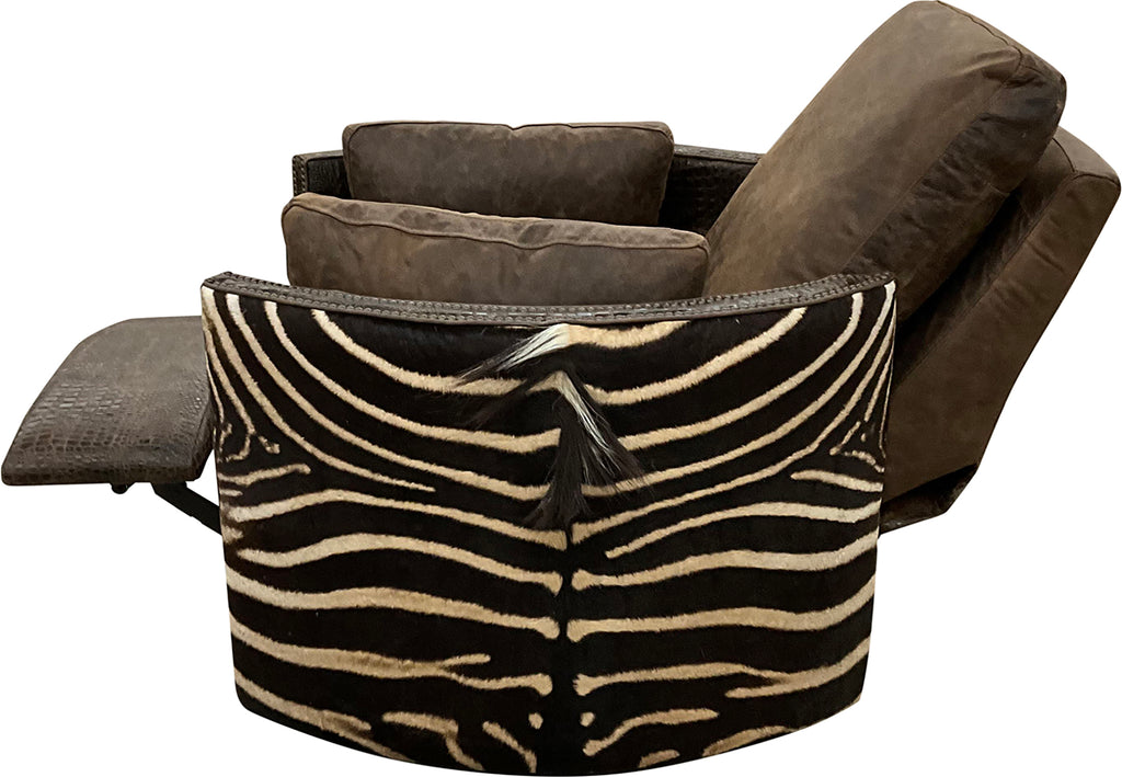 Cape Town Safari Exotic Western Zebra Leather Recliner