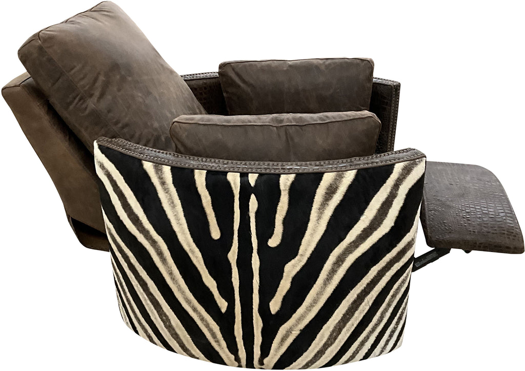 Cape Town Safari Exotic Western Zebra Leather Recliner
