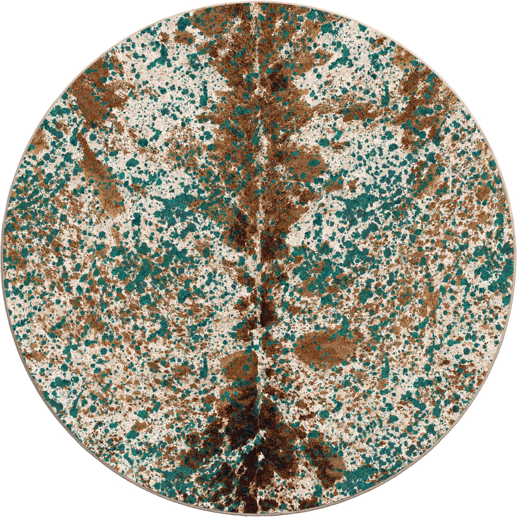 Image of an area rug, Splatter Cowhide - Green Turquoise