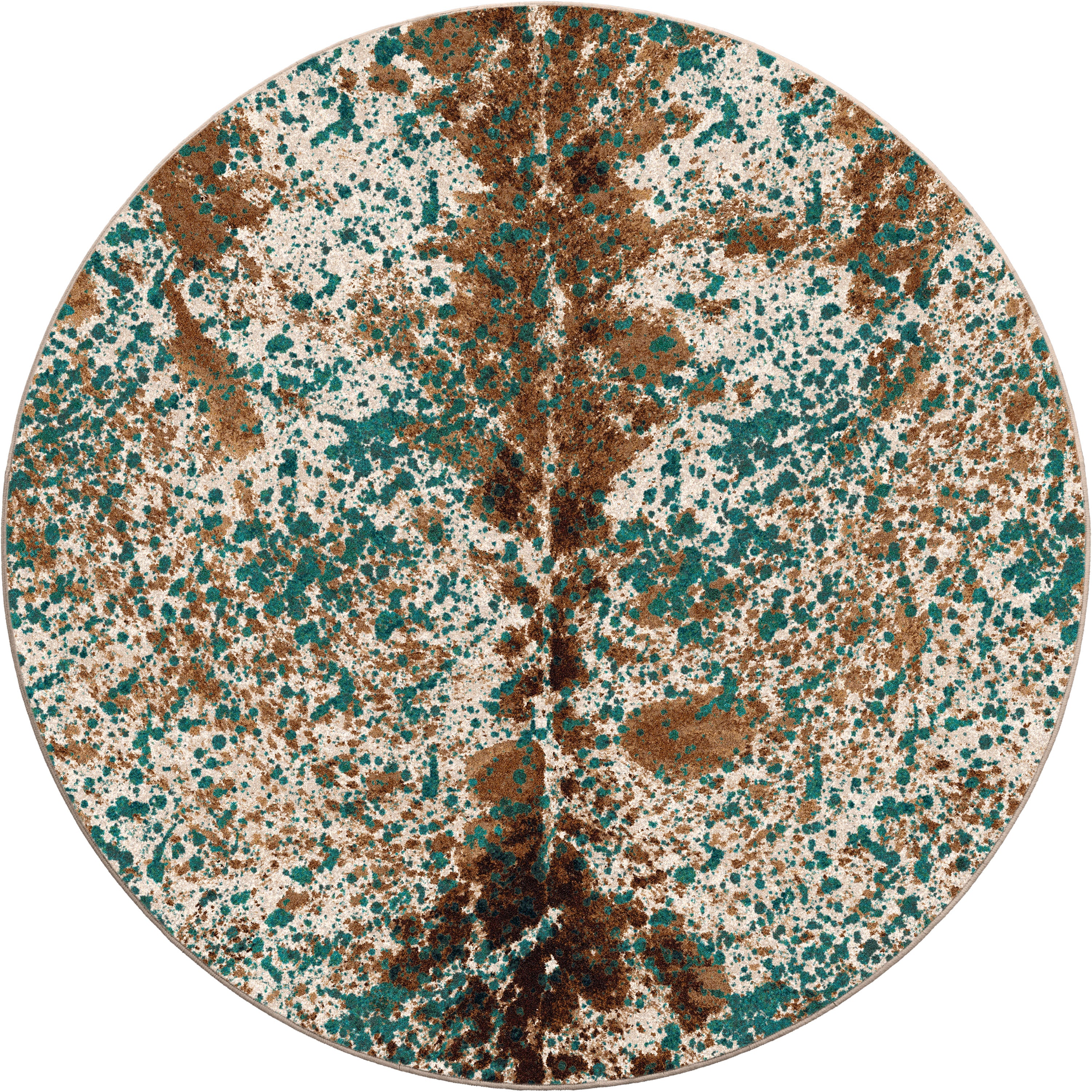Image of an area rug, Splatter Cowhide - Green Turquoise