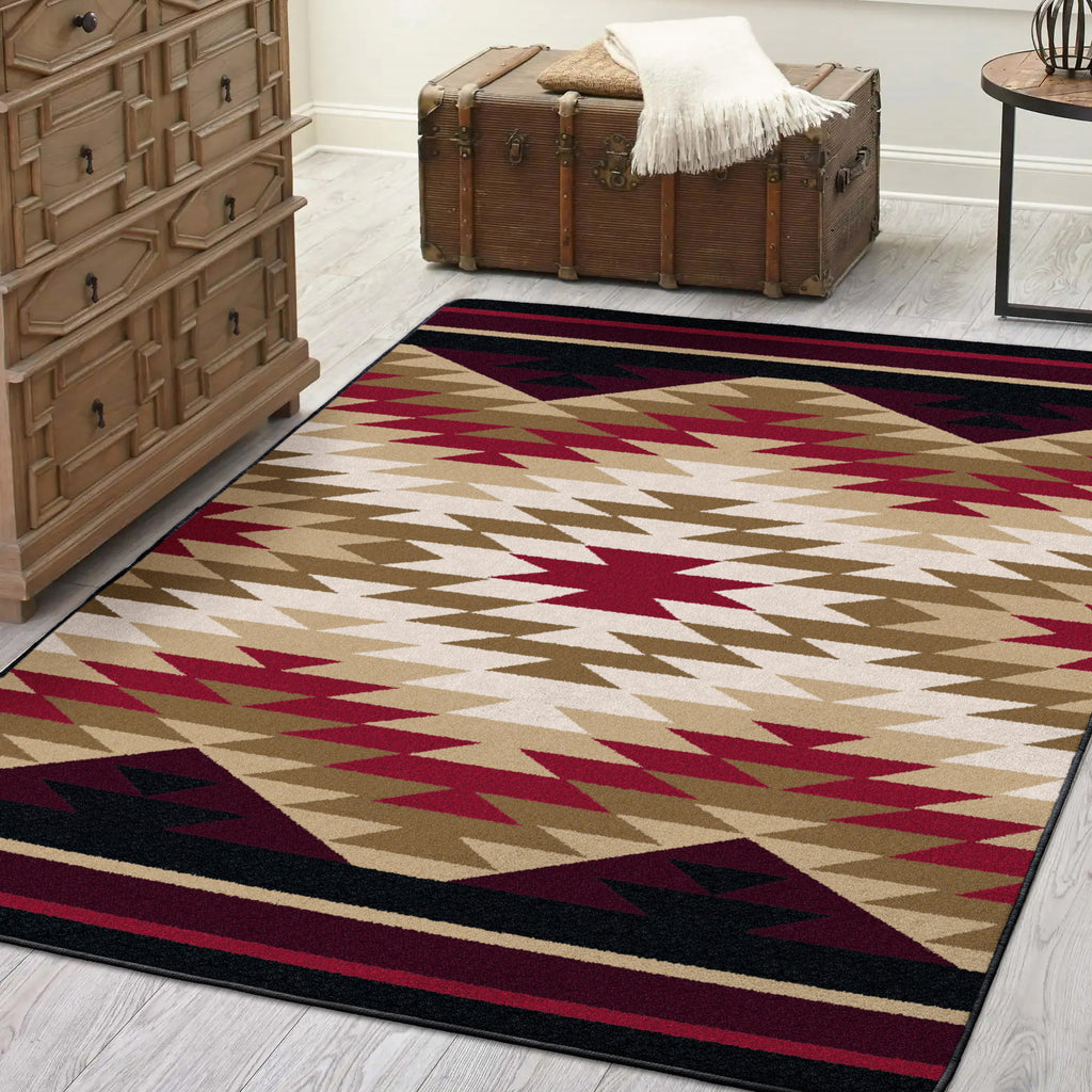 Image of an area rug, Starburst - Red