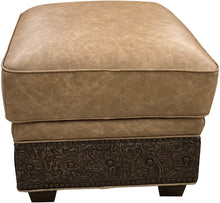 Load image into Gallery viewer, western contemporary ottoman, western leather ottoman