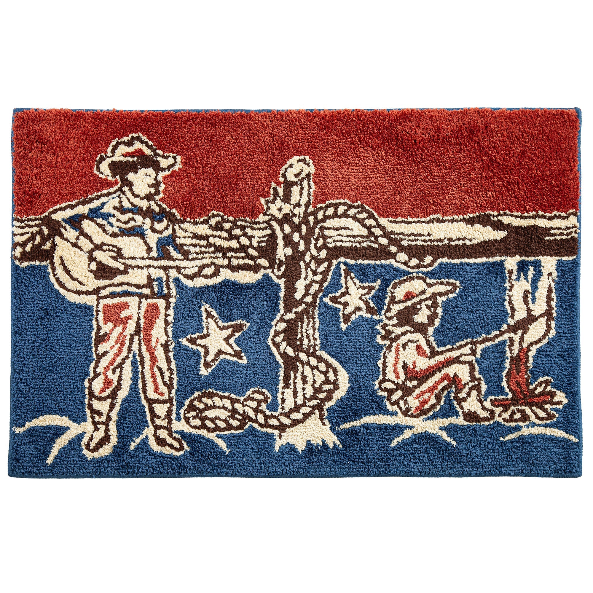 Patchwork Bandana Strumming Cowboy Jacquard Bath & Kitchen Rug Bath or Kitchen Rug
