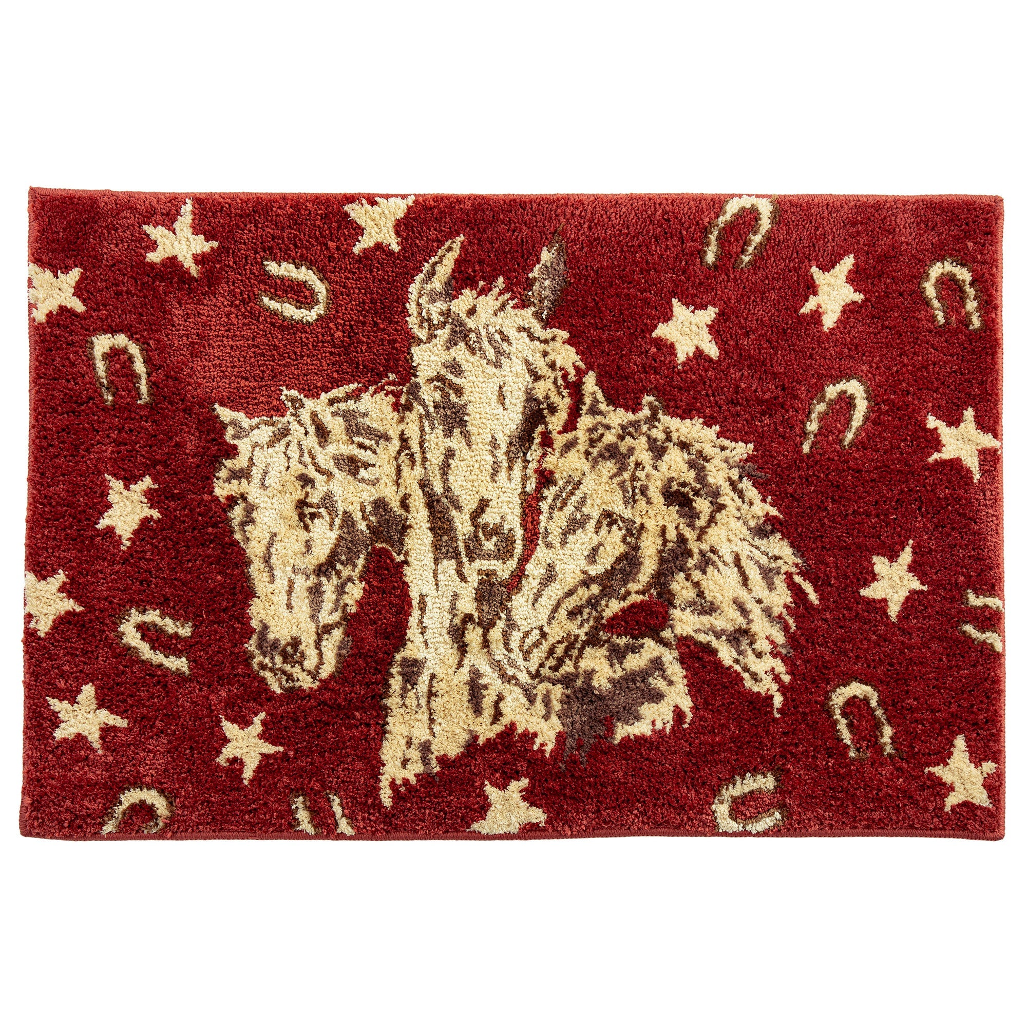 Patchwork Bandana Red Horses Jacquard Bath & Kitchen Rug Bath or Kitchen Rug