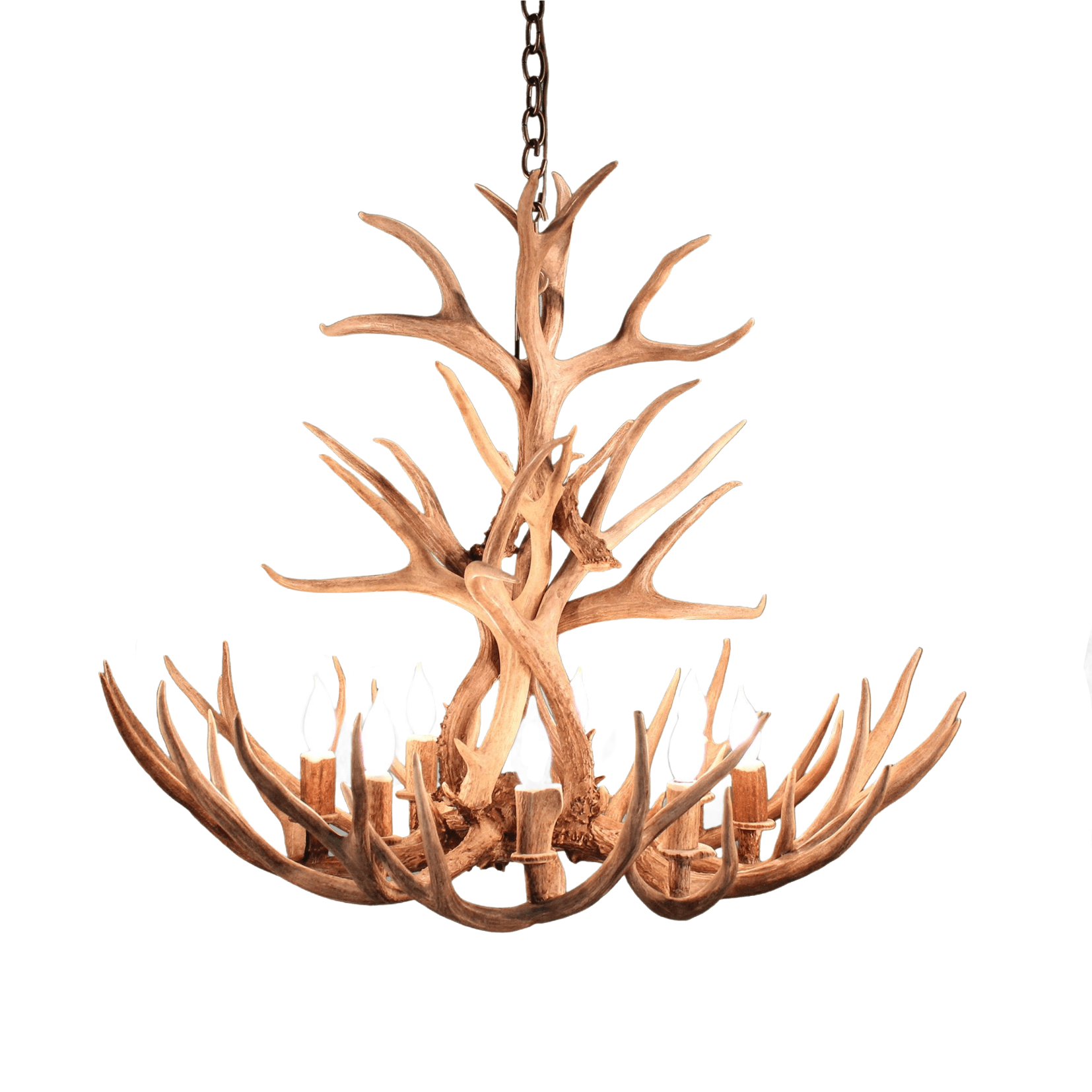 The Reagan 8 Light Tall Mule Deer Antler Chandelier