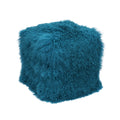 Tibetan Sheep 18" Square Pouf Ottoman - Dark Teal