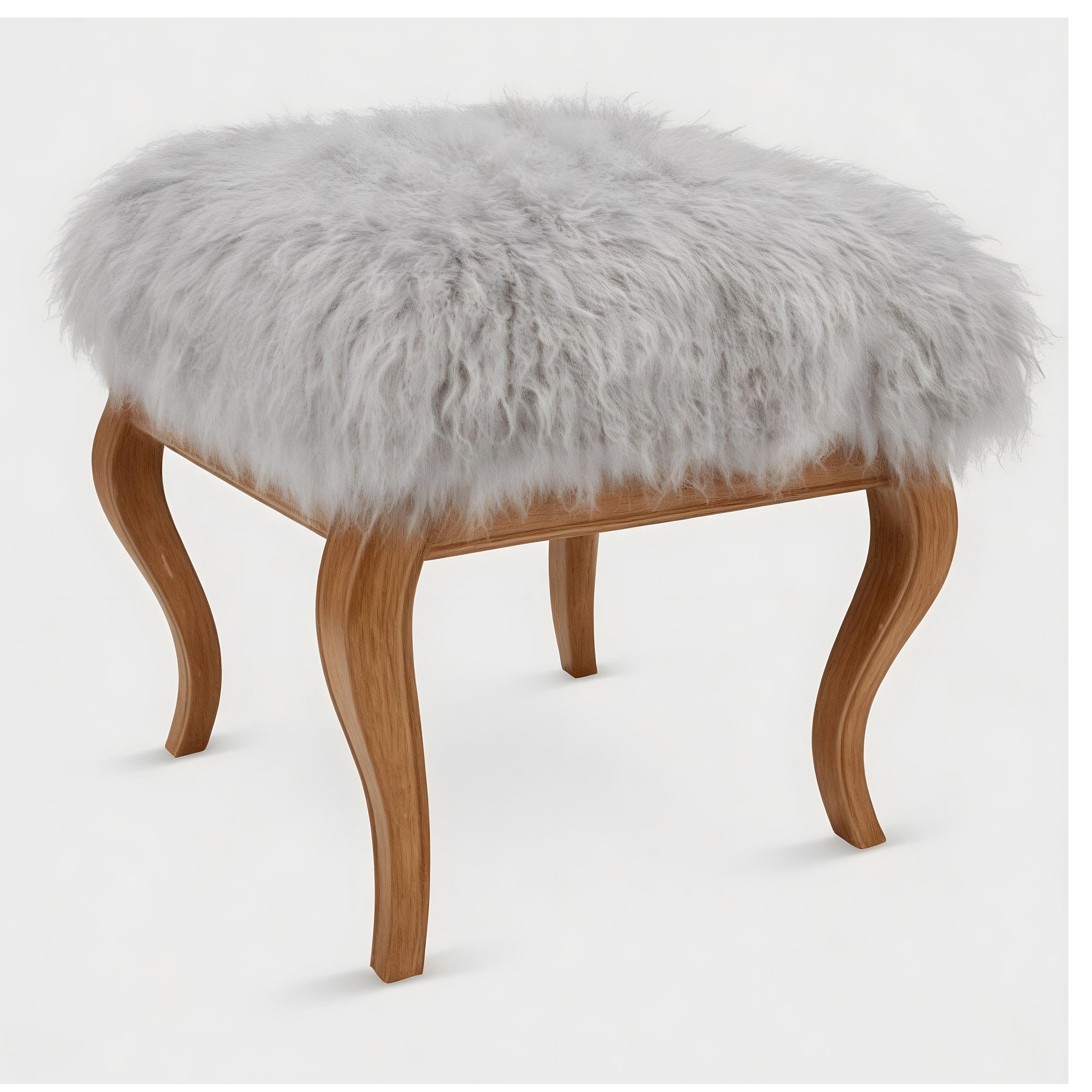 Tibetan Sheep Foot Stool - Ash Grey Ottomans