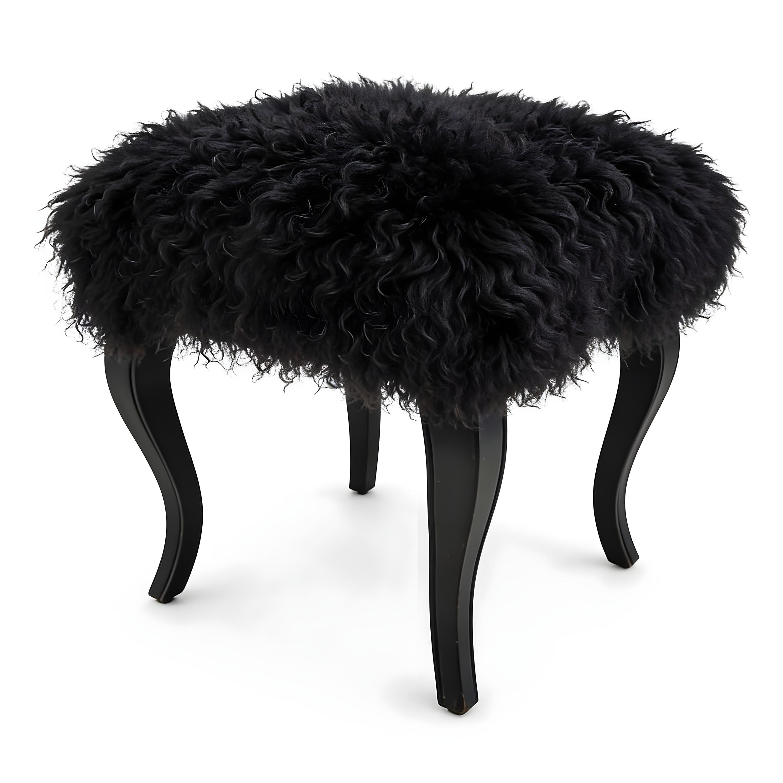 Tibetan Sheep Foot Stool - Black Ottomans