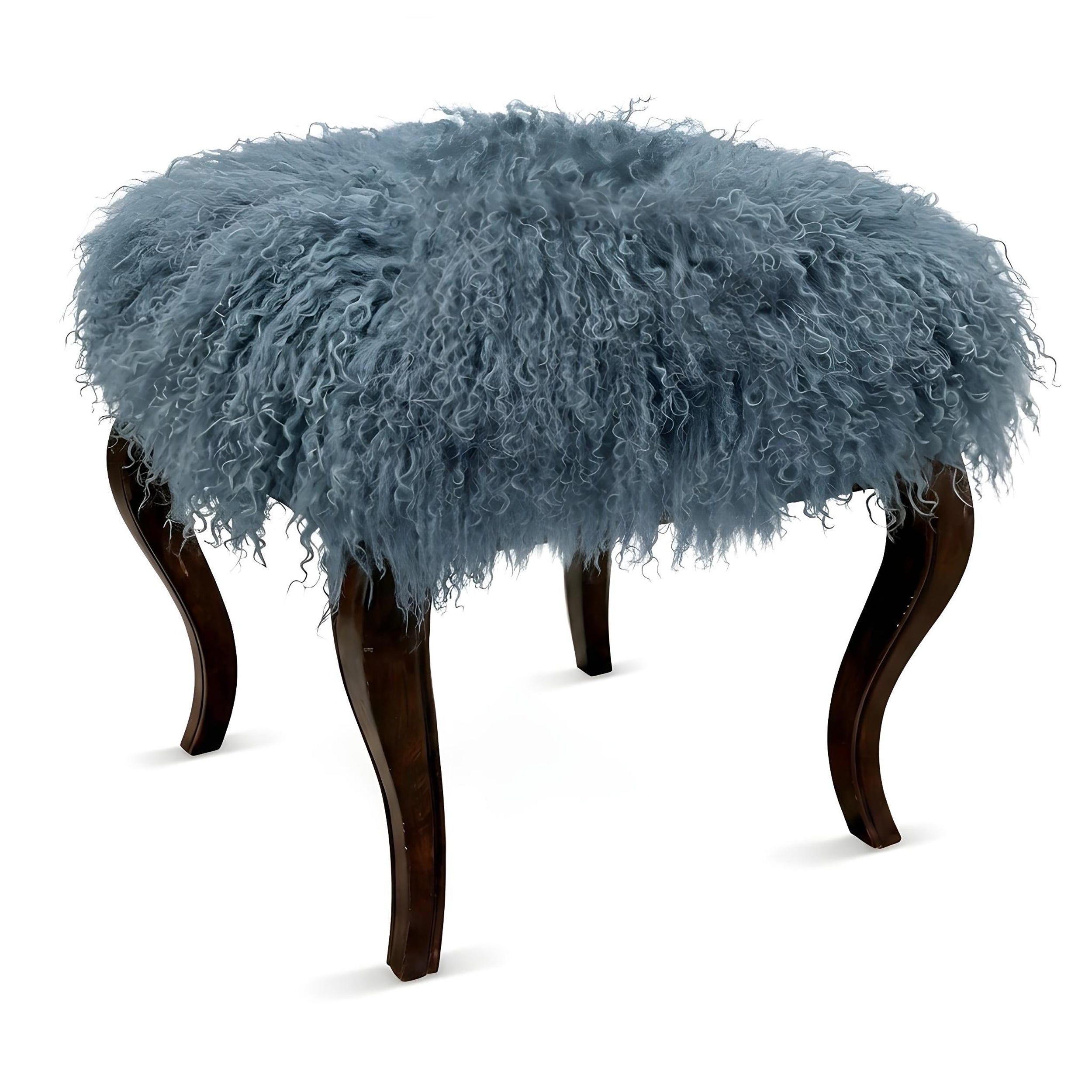 Tibetan Sheep Foot Stool - Boho Blue Ottomans