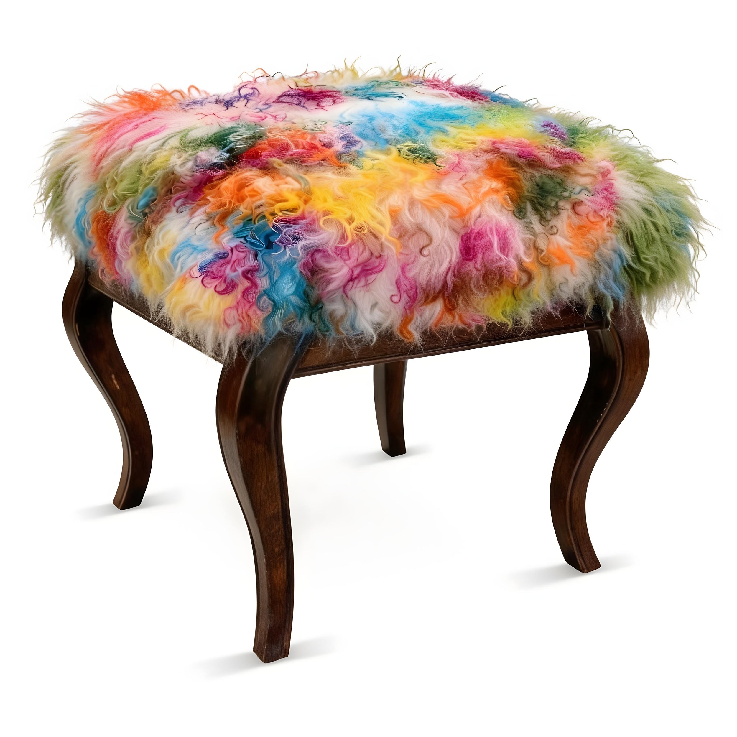 Tibetan Sheep Foot Stool - Light Confetti Ottomans