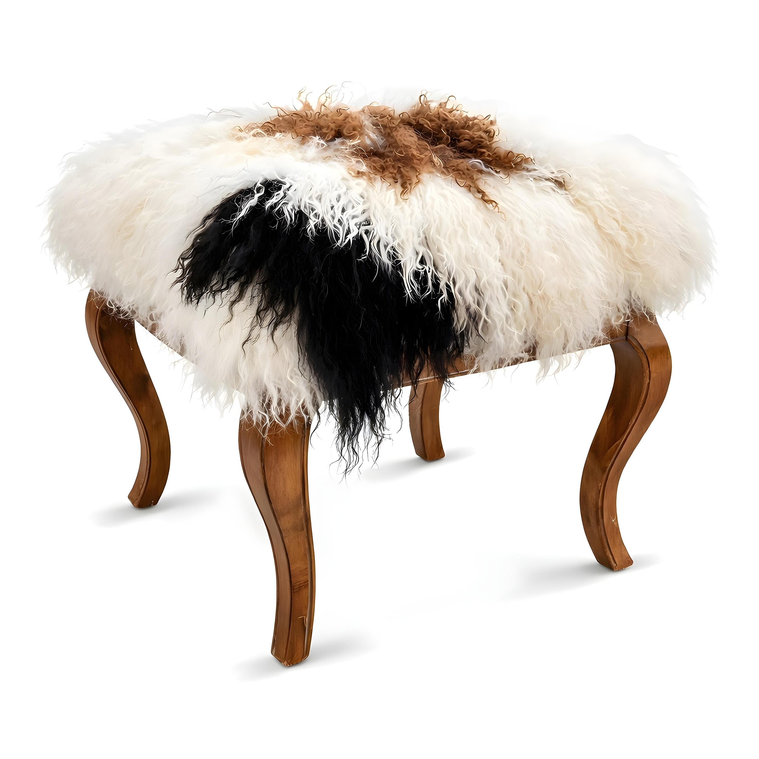 Tibetan Sheep Foot Stool - Tricolor Ottomans