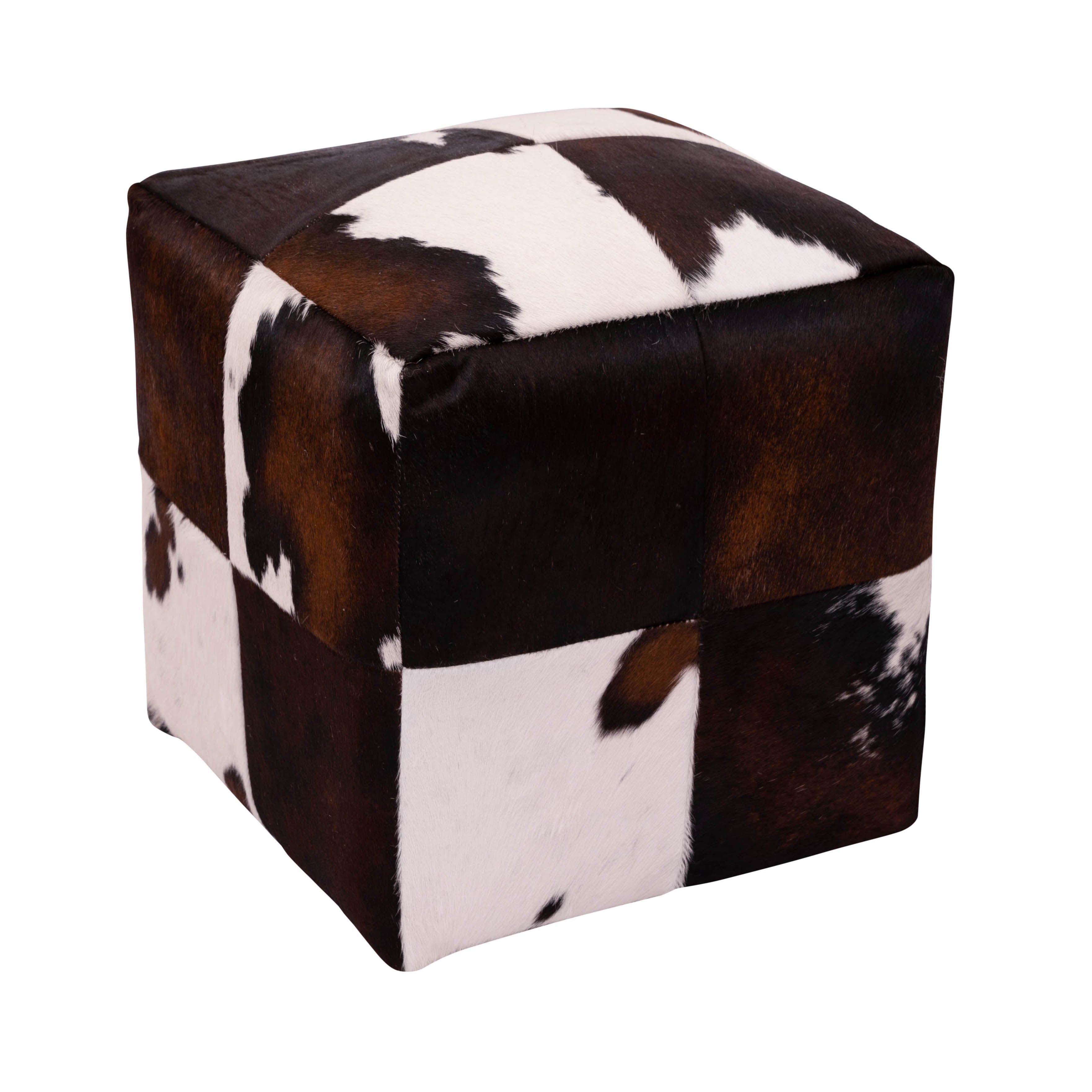 Tricolor Cloudy Cowhide Pouf