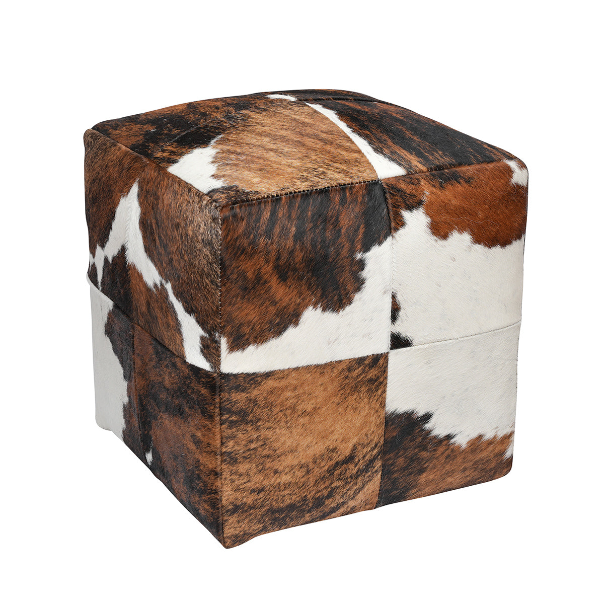 Tricolor Cowhide Pouf
