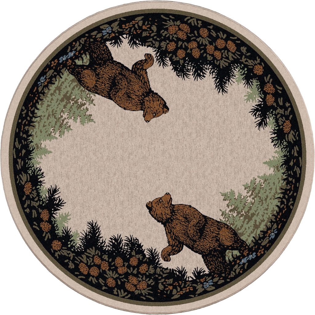 Image of an area rug, Twin Bears - Green (also see as Taupe)